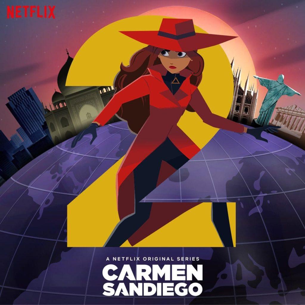 Il poster ufficiale della seconda stagione di Carmen Sandiego su Netflix.