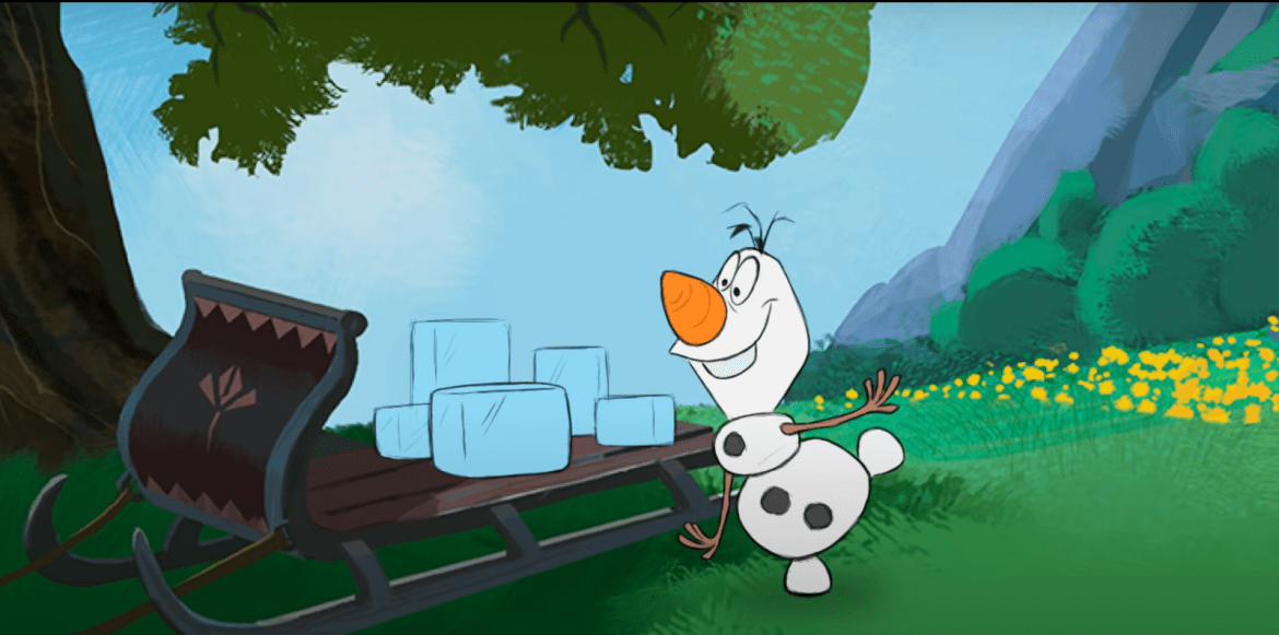 Disney ha diffuso un corto di Olaf in animazione 2D
