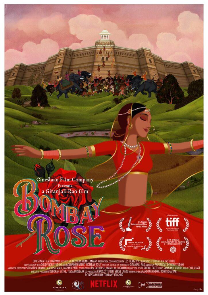 Il poster del film d'animazione indiano Bombay Rose, in arrivo su Netflix.