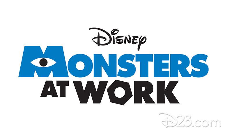 Nuovo logo della serie animata Monsters At Work in arrivo su Disney+ a luglio.