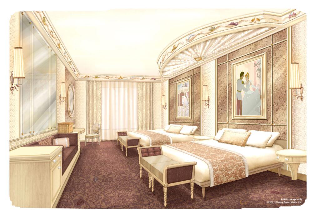 Concept art dei nuovi interni del Disneyland Hotel con la ritematizzazione dedicata alle principesse