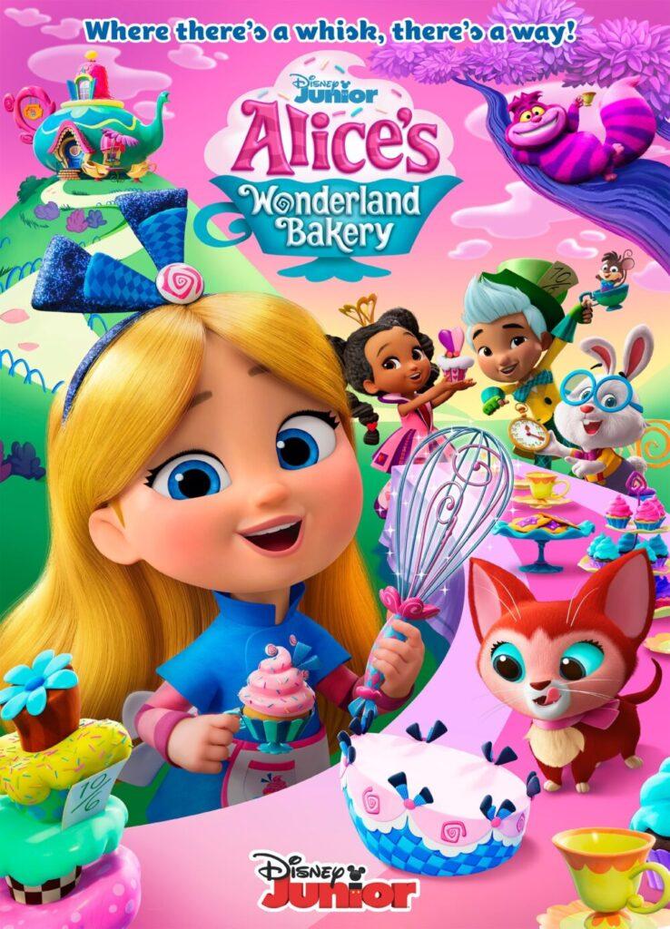 Il poster di Alice's Wonderland Bakery, in arrivo a febbraio su Disney Junior e prossimamente su Disney+.