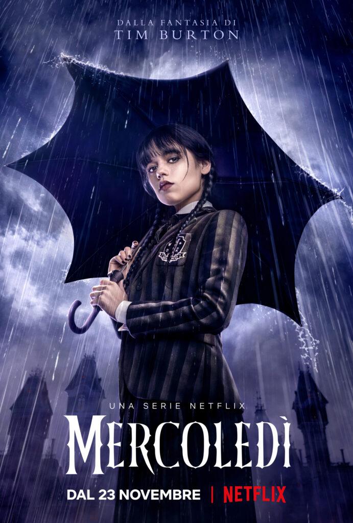 Il poster di Mercoledì, la serie sulla famiglia Addams diretta da Tim Burton